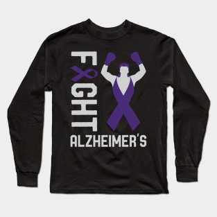 Fight Alzheimer's Awareness Month Ribbon Fighter Survivors Long Sleeve T-Shirt